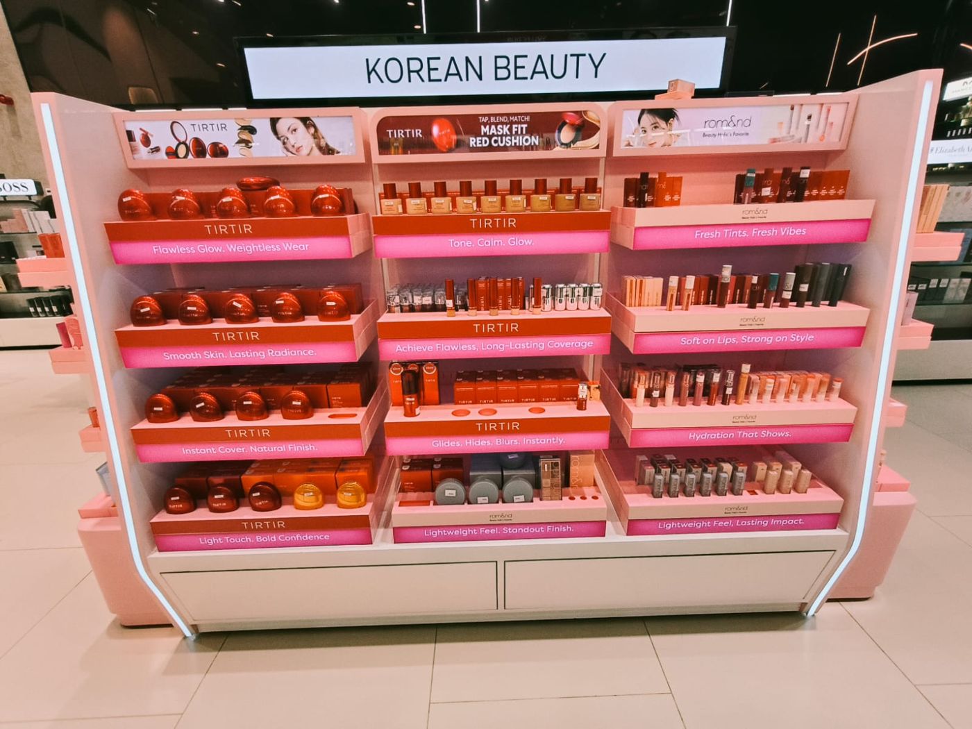 Korean Beauty Gondola gondola retail display, Essenzi, Ajman City Centre