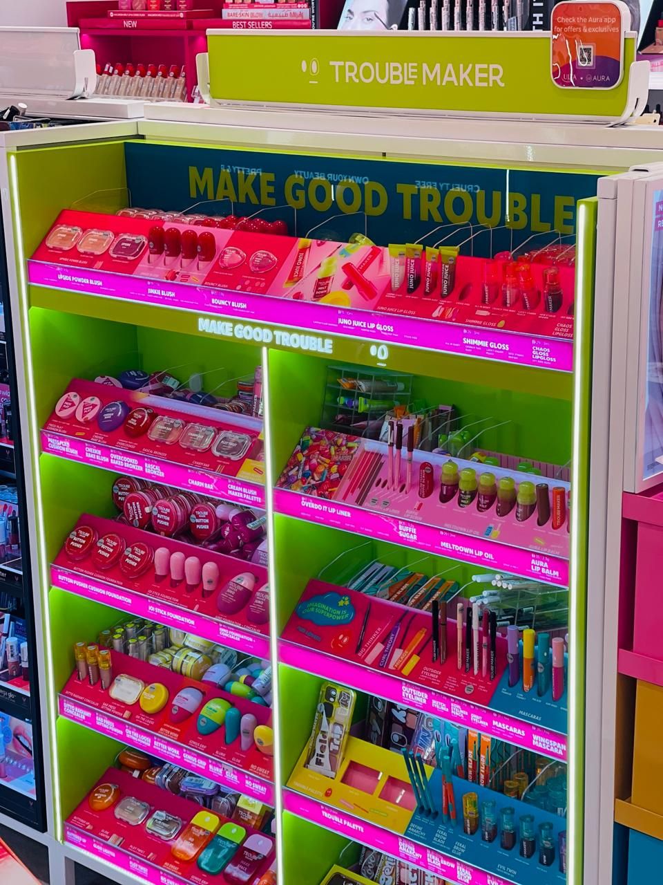 Revolution Beauty gondola retail display, Retail gondola